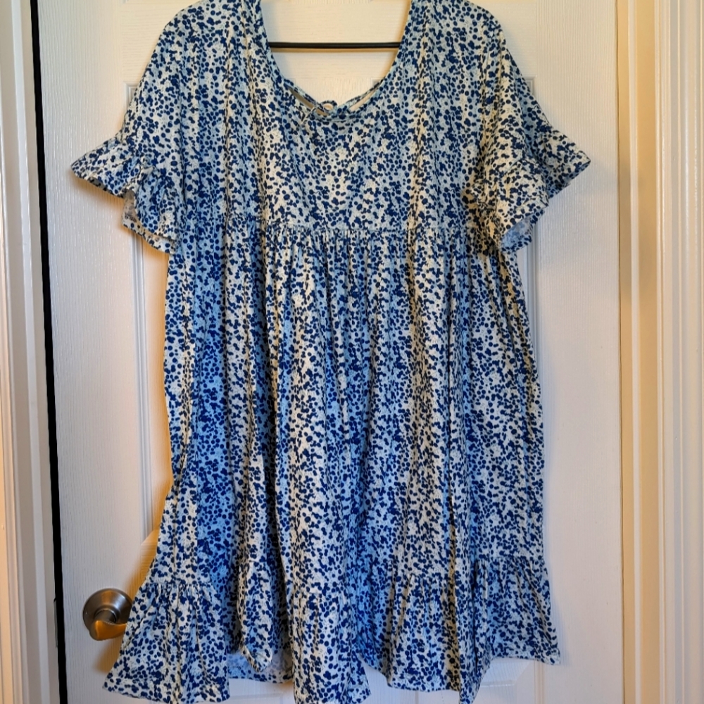 Blue Floral Dress/ Tunic Size XL never worn